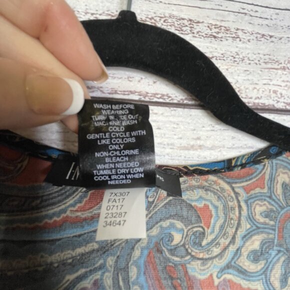 INC International Concepts Size XL Red Paisley Y2K Wrap Babydoll Top Whimsigoth - Picture 9 of 11